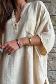 Tasha Cushion Cotton Oversized Shirt Tunic Vanilla